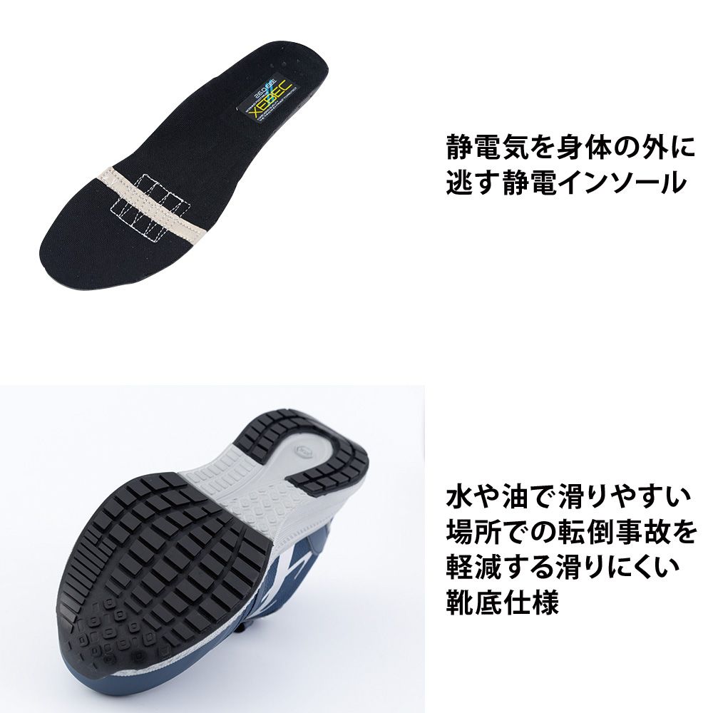 だいぱんだです 85113 プロスニーカー XEBEC ジーベック樹脂先芯 制電 抗菌 防臭 衝撃