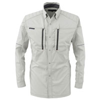 a-6078ストレッチ長袖シャツ コーコス ハーネス対応 大容量ポケット 縦ポケット 春夏 トランシーバー対応 タブレット収納