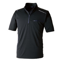 5975-624半袖ジップアップシャツ 寅壱 TORA 再帰性反射 ドライ ショルダーパッド対応 消臭テープ付 作業着 作業服