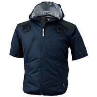 空調服遮熱ハーネス半袖ブルゾン(フード付き) xe98105 XEBEC ジーベック 紫外線カット UPF50+ 遮熱 空調服 作業着 作業服